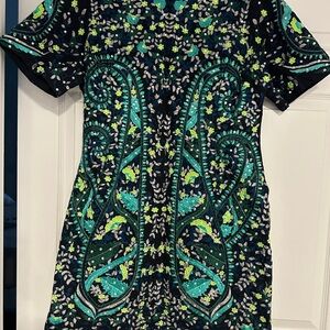 Floral Patterned Dress - Green and Blue